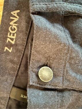 Zegna Slim Dark Blue Wool Trousers.